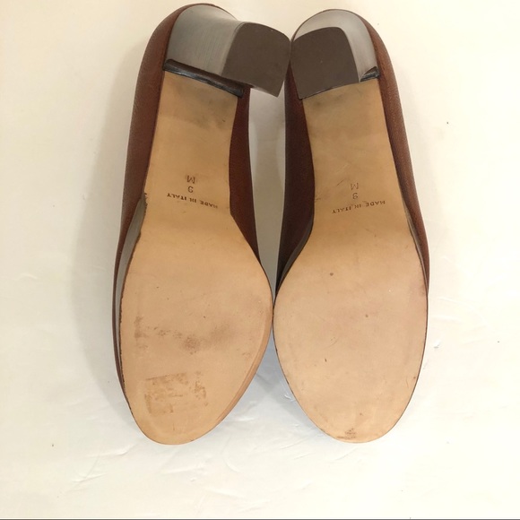 Michael Kors Collection Brown Leather Peep Toe Platform Block Heel Pumps - Picture 7 of 8